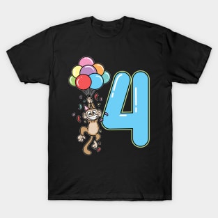 Fourth 4th Balloon Monkey Children's Birthday T-Shirt